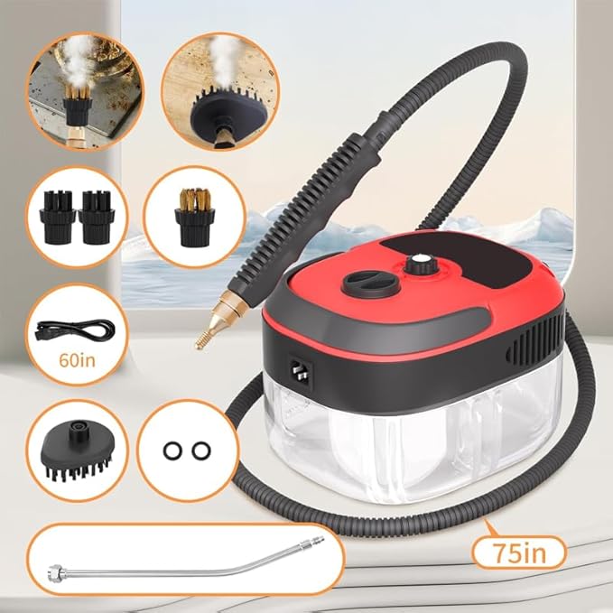 Handheld Steam Cleaner 10-Second Heat Up 6-Level Adjustable Speeds Multi-Surface Use on Floors Windows Kitchen Bathroom - Portable &amp Cordless Design (White Single Control)
