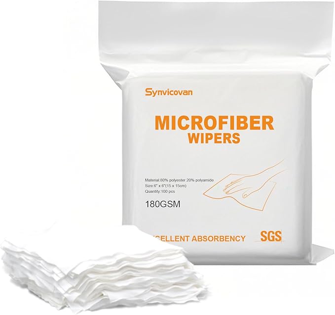 Microfiber Wipes 6x6(100 PcsClass 100 180GSM) Superfine Lint Free Cloths Cleaning and Drying Cloths Reusable Ultra Absorbent for All Surface Types