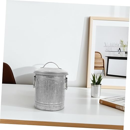 TEHAUX Small Bucket Shaped Garbage Can with Lid Creative Trash Bin for Home and Office Convenient Small Rubbish Wastebasket for Kitchen Bedroom Bathroom Farmhouse
