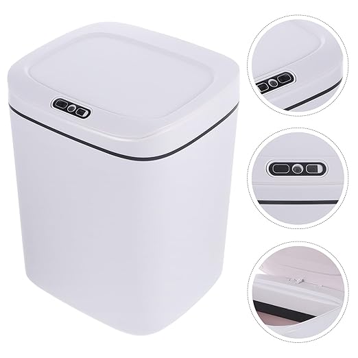 BESTYASH Smart 12l Automatic Sensor Trash Can with Lid Battery-Powered Intelligent Garbage Storage Container for Bathroom Bedroom and Kitchen White Household Waste Bin
