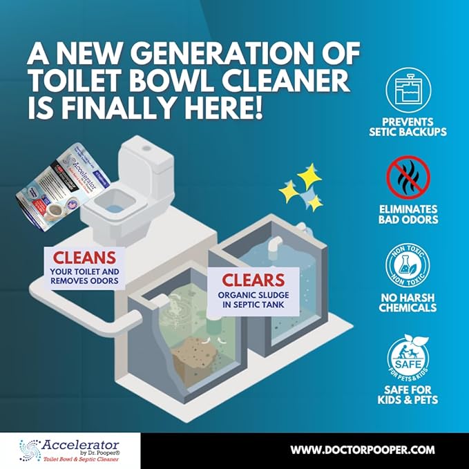 Dr. Pooper Toilet Bowl &amp Septic Tank Cleaner—Powerful Stain Remover &amp Odor Eliminator—Bio-Activated Formula for Deep Cleaning &amp Septic Maintenance—Safe for Pipes &amp All Plumbing Systems