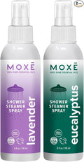 MOXE Shower Mist Spa Steam Spray Certified Natural Essential Oils Aromatherapy Calming Relief (Lavander and Eucalyptus 4 Fl Oz (Pack of 2))