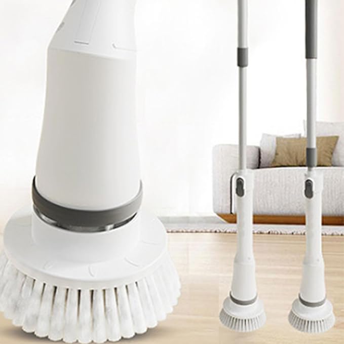 Electric Spin Scrubber Rechargeable Cleaning Brush with 6 Replaceable Heads Cordless Adjustable Handle Bathroom Scrubber