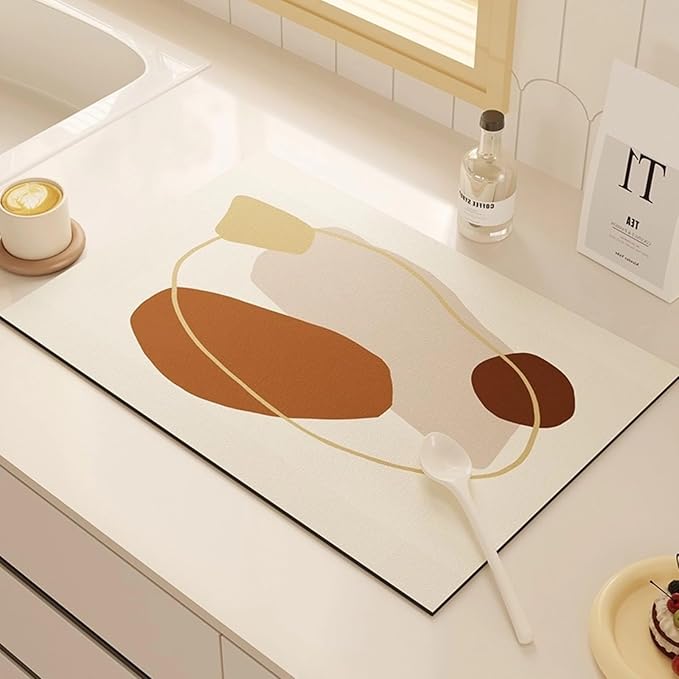 Dish Drying Mat - Coffee Mat Coffee Maker Mat for Countertops Absorbent Dish Drying Mat for Kitchen Counter Under Coffee Expresso Maker Coffee Machine Dish Rack (412''×20'')