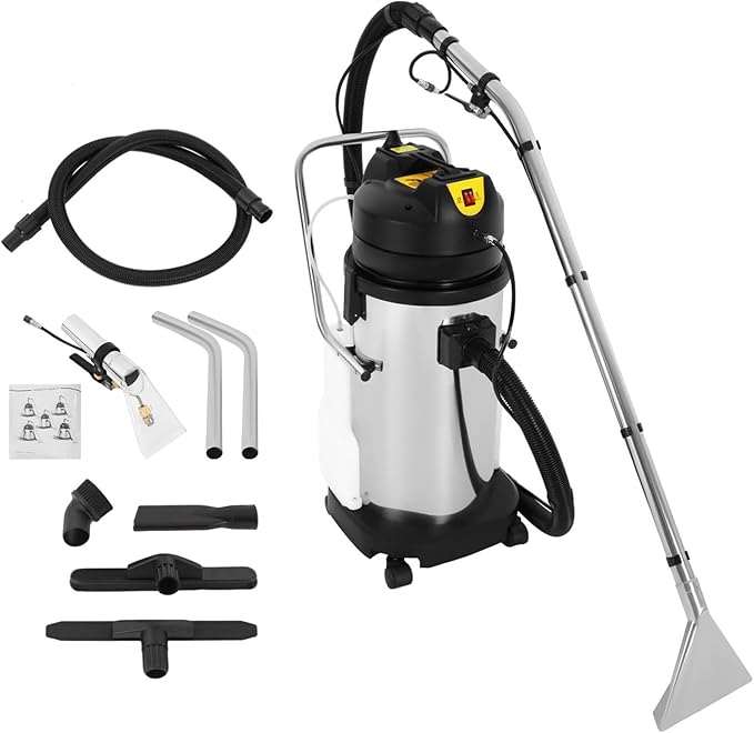 40L/11Gal Commercial Carpet Cleaner Machine4 WheelsExtractor Vacuum Washing Machine3 in 1 Multi-Purpose Portable Carpet Sofa Curtain Cleaner Vacuum Cleanerwith 22.97ft Cord(Two Packages)