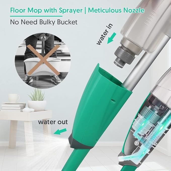 Spray Mop for Floor Cleaning TINA&ampTONY Microfiber Hardwood Dry Wet Kitchen Mop with 3 Washable Pads &amp 635ML Refillable Bottle Dust Mop with Sprayer for Laminate Tile Vinyl Floors Green