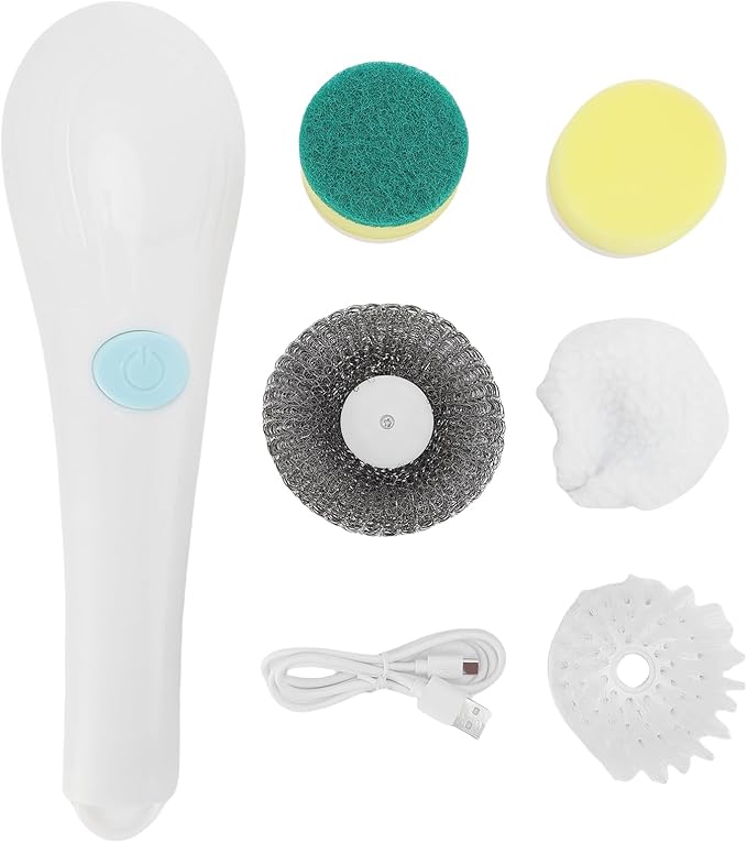 Electric Spin Scrubber Bathroom Cleaner with 5 Brush Heads Efficient Cordless Shower Spin Brush for Bathroom Sink Gas Cooking Top Shower