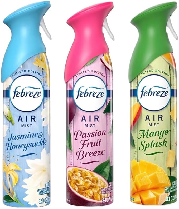 Febreeze Air Freshner Spray Limited Edition Fruit Scented Refills Spring &amp Summer Scents (Limited Edition Fruit Spray Pack 3)