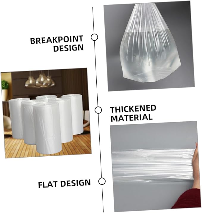 Thickened Disposable Trash Bags 6 Rolls (45x50cm 30 Bags Each for Kitchen and Bedroom Wastebaskets Multipurpose Household Trash Can Liners