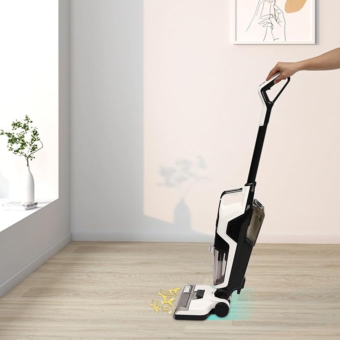 Smart Wet Dry Vacuum Cleaner Cordless Hard Floor Cleaner Vacuum Mop All in One with Self-CleaningSelf-Cleaning and Hot Air Drying for Hard Floor Sticky Messes