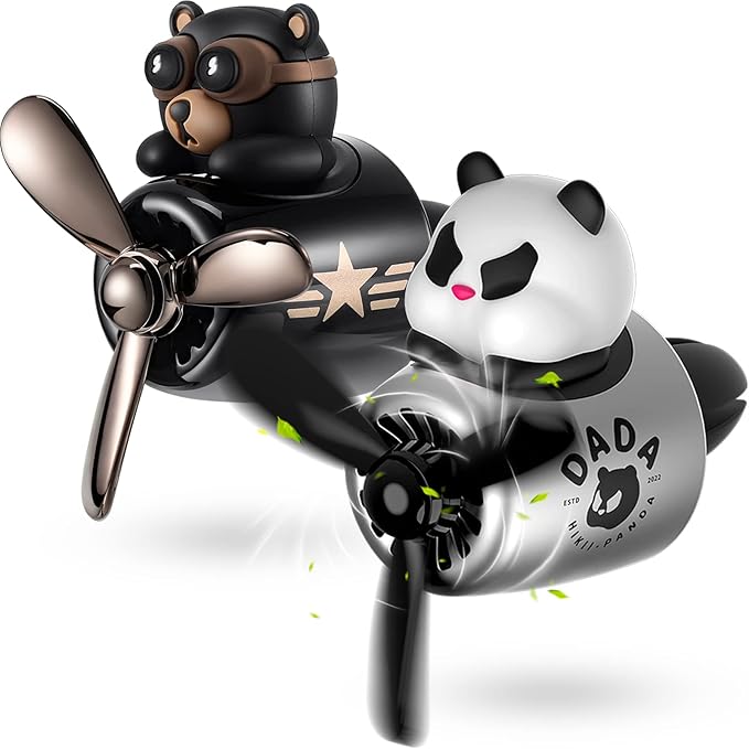 2 Pcs Car Air Freshener Cute Car Diffuser Cartoon Outlet Fan Air Diffuser for Car Vent Perfume Automotive Decoration(Panda Bear)