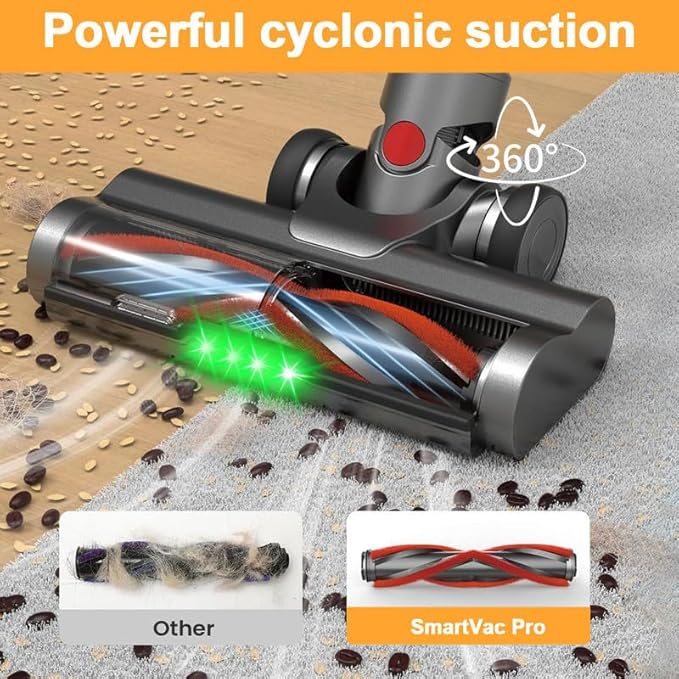 Cordless Vacuum Cleaner 550W 65Kpa 40Mins Vacuum Cleaners for Home LED Screen Stick Vacuum Cleaners Anti-Tangle 1.2L Dust Cup 4 in 1 Lightweight Vacuum for Hardwood Floor Carpet Pet Hair