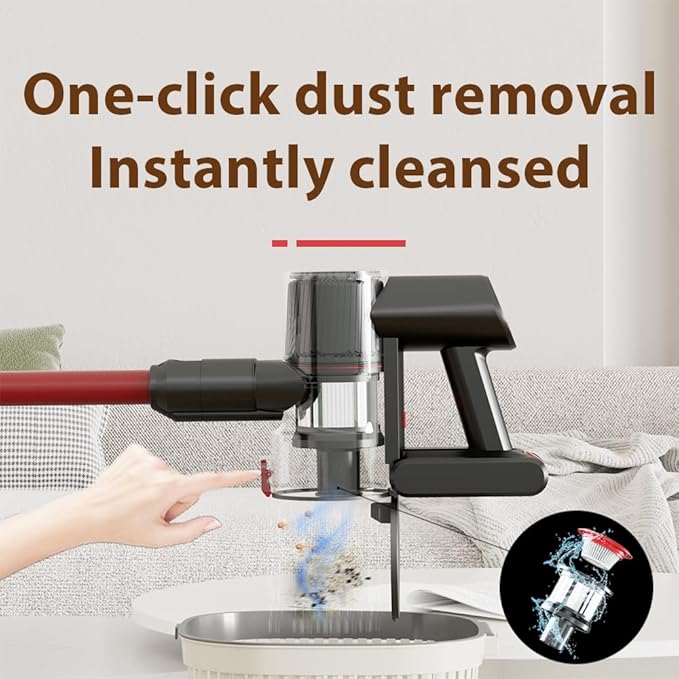 43KPa Cordless Vacuum | 300W 6-in-1 Lightweight with Crevice Tool | 3 Speeds &amp 45min LED Display | Green Light Dust Detection for Dark Areas | Handheld Car Vacuum Accessory VEAVON