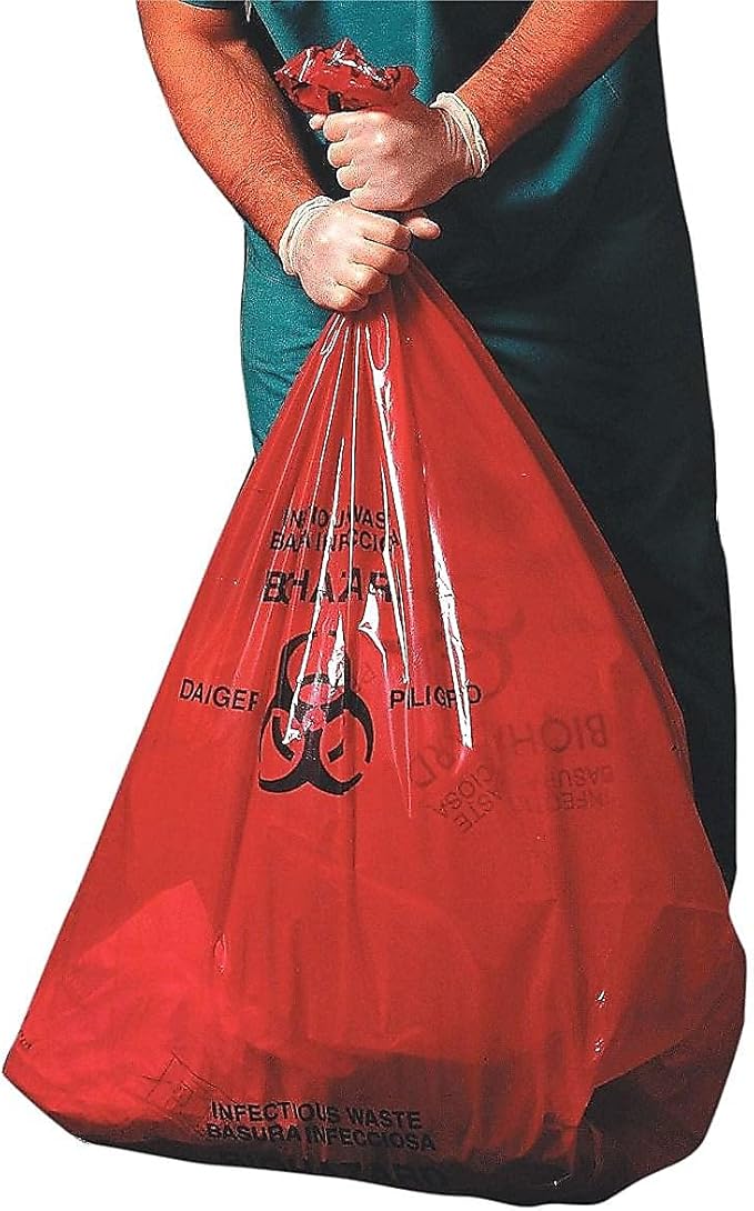 Heritage A4823PR Healthcare Biohazard Printed Can Liners 8-10 gal 1.3mil 24 x 23 Red500/CT