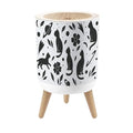 Bathroom Trash Can with Lid Mystic cat Anime Tattoo Space Japanese Black Tatoo cat Girl Garbage Bin Waste Basket for Kitchen Office Bedroom Decoration Diaper Pail 1.8 Gallon