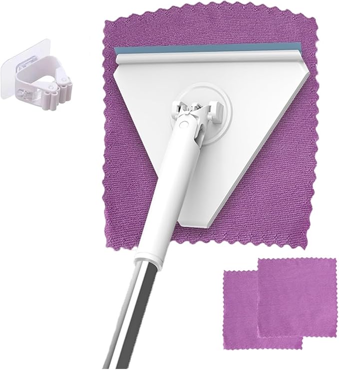 Hands-Free Wash Face Towel Triangular Mop Window Cleaning 360 ° Rotating Mini for Wet Wipes Household Tool(MOP 2PCS Cloth)