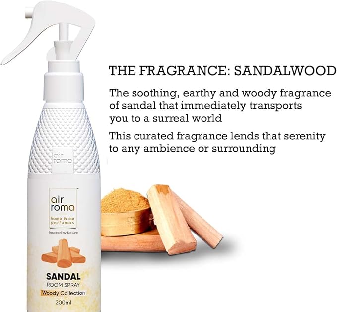 AaIiRr-RrOMmAa Sandal Air Freshener Spray | Long-Lasting Odour Eliminator For Home &amp Office | (200Ml) Pack of 1