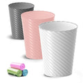 Bathroom Trash Can 3 Pack 1.8 Gallons Small Trash Can with Trash Bags Bathroom Garbage Can Plastic Trash Bin Round Waste Basket for Bedroom Office Room (White Pink Grey)