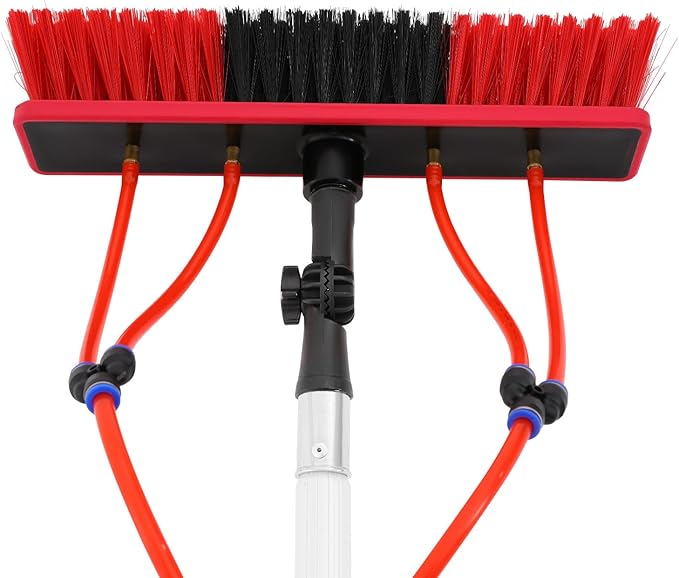 Cleaning Brush Kit for Solar PanelLength AdjustableWindow Cleaning Equipment Window Cleaning Tool Kit for Window Glass Outdoor and Indoor Glass Surfaces. (10 PolesBrush: 13.78 * 3.15in)