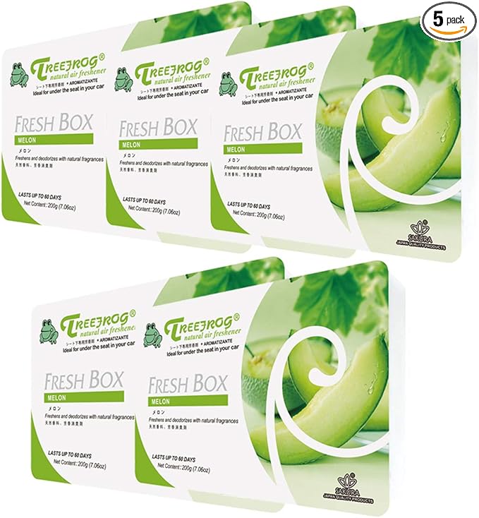 Tree Frog Fresh Box Melon/Honeydew Scent 5 Packs Car Air Freshener Treefrog Last Long Large Size 200g