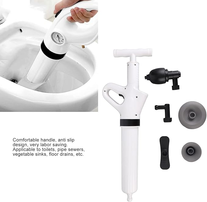 Toilet Plunger Heavy Duty Drain Clog Blaster High Pressure Air Drain Blaster Cleaner High Efficient Powerful Pneumatic Dredge Equipment for Unclogging of Pipes Closers Pipes Sewers