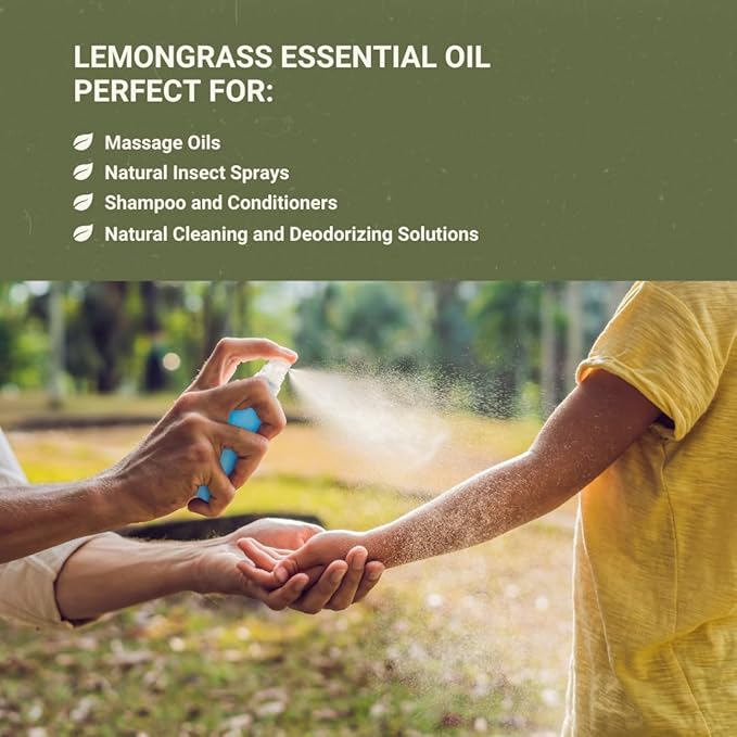 Lemongrass Essential Oil - Natural Aceite de Hierba Limón from Norex Flavours India - Lemongrass Essential Oils for Hair Aromatherapy and Massage (2lbs)
