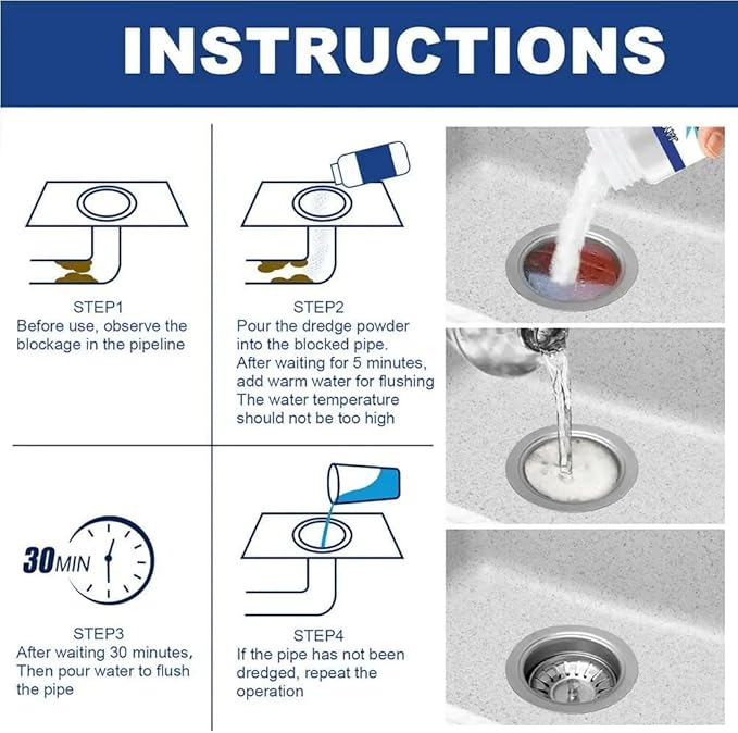 New Strong Sink and Drains Cleaner Multifunctional sink and drain cleaner powder cleaning suitable for drain cleaner foam cleaner strong pipe dredging agent for home kitchen and toilet (2)