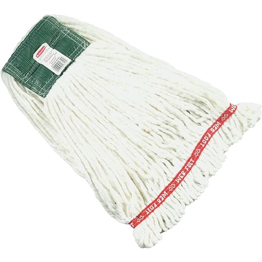 Rubbermaid Commercial Products Web Foot Shrinkless Medium 20 OZ Blend Wet Mop 5 Headband White for Janitorial/Professional Cleaners for Hard Floors Hardwood/Tile/Smooth Concrete