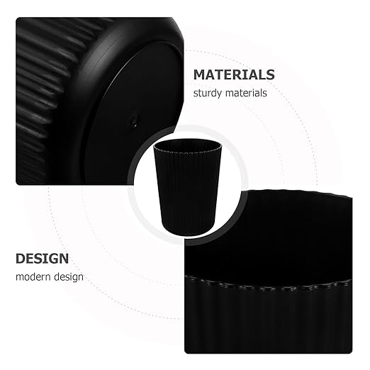 Luxshiny 5 Gallon Plastic Trash Can Small Wastebasket for Bathroom Bedroom Office Thickened Black Round Garbage Container for Home and Dormitory Use