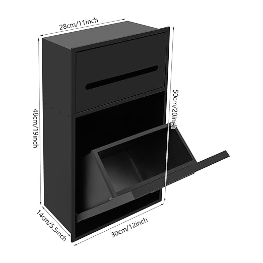 Recessed in-Wall Bathroom Trash Can with Toilet Paper Holder 6L/1.59Gal 304 Stainless Steel Hidden Garbage Can Wall Mounted Waste Bin for Toilet Bathroom Laundry Room (Black)