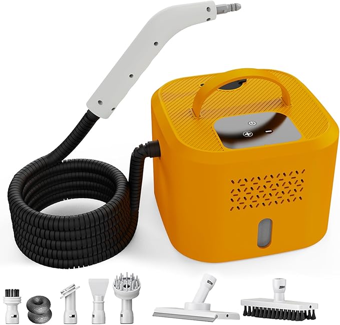 1500W Powerful Handheld Steam Cleaner With 6 Attachments - 30 Mins Runtime 1200mL Tank For Deep Cleaning Upholstery Car Kitchen Tile And Grout - Chemical-Free100 Celsius Steam (110V)