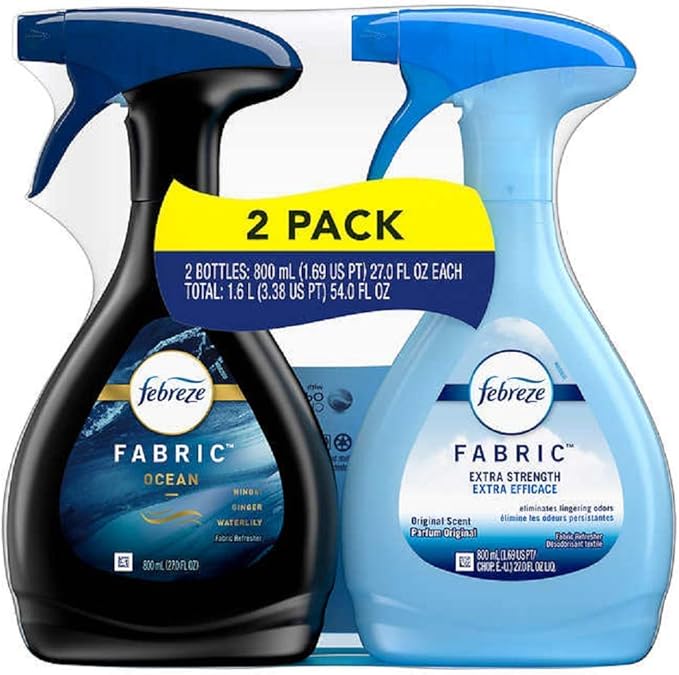 Febreze Fabric Refresher Odor Eliminator Extra Strength + Fabric Ocean Scent Waterlily Ginger Hinoki 2 Pack (27 OZ Each) - Brand : Febreze