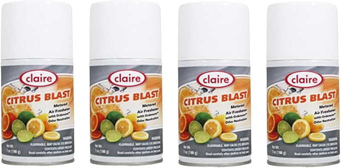 Claire CL112 Citrus Splash Metered Air Freshener Aerosol Can 7 Ounce (4 Pack)