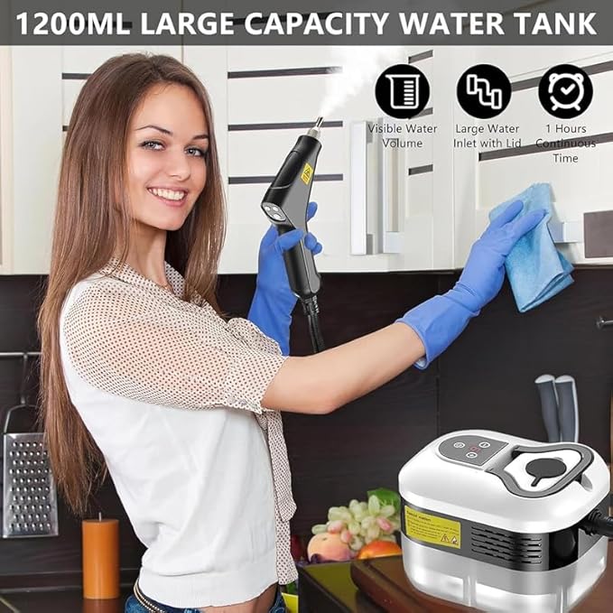 Saker handheld steam cleaner36oz Large Capacity 2500W Steam Cleaner with 6-Level Adjustment 10s Quick Heat for Kitchen Bathroom Car (Red-Dual Control (Upgraded Touch Control))
