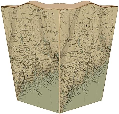 WB1819 - Antique Maine Coast Map Wastepaper Basket