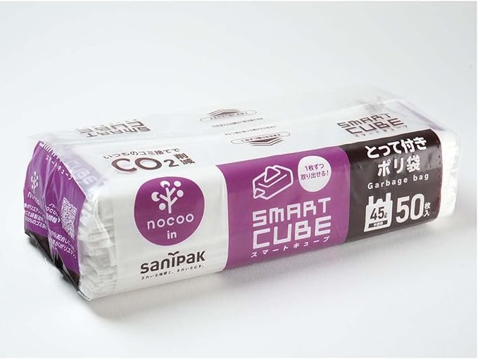 Nippon Sani Pack CSC49 Smart Cube NOCOO IN Trash Bag 1.6 gal (45 L) with Handle Translucent Easy to Remove Tissue Type 50 Pieces 25.6 x 31.5 inches (65 x 80 cm) 0.0007 inches (0.017 mm)