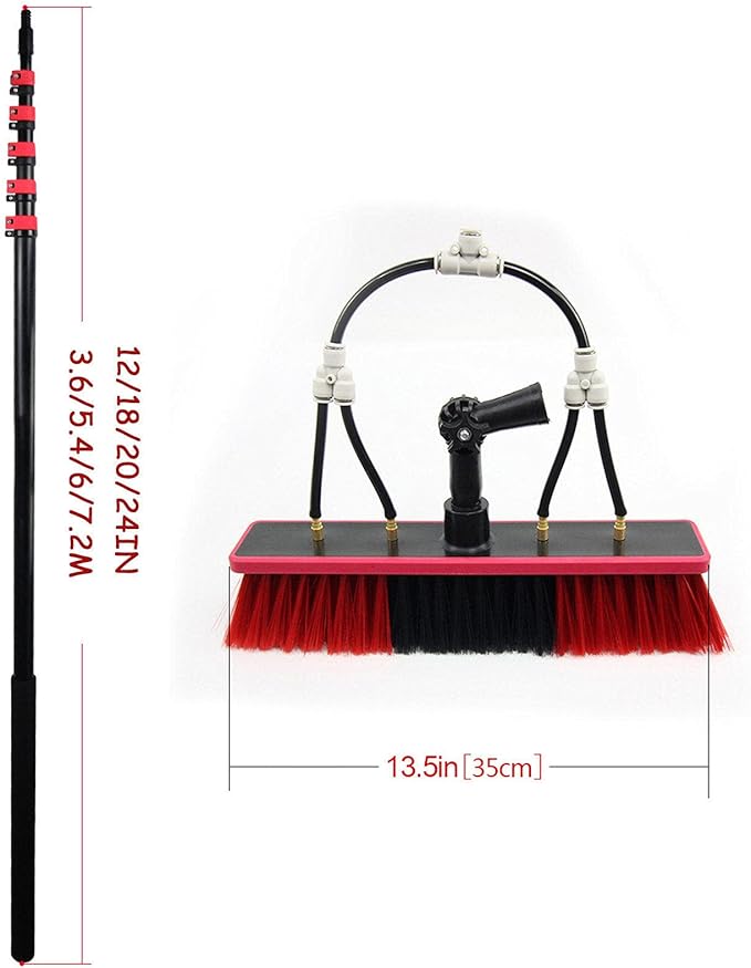 Glass Cleaning BrushWindow Cleaning Pole Water Fed Telescopic Brush Extendable Cleaner Conservatory RoofCleaning Photovoltaic and Solar Panels Water Fed Pole Kit7.2M