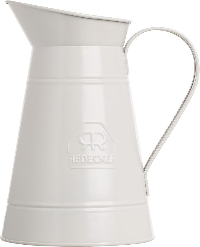 Redecker White Coated Metal Toilet Brush Set with High Grade Nylon Toilet Brush with Oiled Beechwood Handle Replaceable Head Vintage Design with Handle and Spout Made in Germany