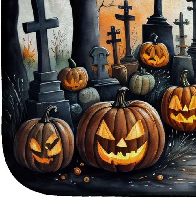 Caroline's Treasures DAC2224DDM Black Cat Spooky Halloween Dish Drying Mat Absorbent Dish Drying Mat Pad for Kitchen Counter Dish Drainer Mat for Countertop 14 x 21 Multicolor