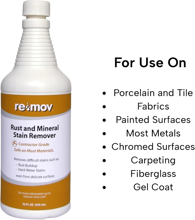 Rust and Mineral Stain Remover – 32 oz Spray | Powerful Organic Formula | Safe on Metal Fabric Paint &amp More | Fast-Acting Formula for Home Auto &amp Marine use