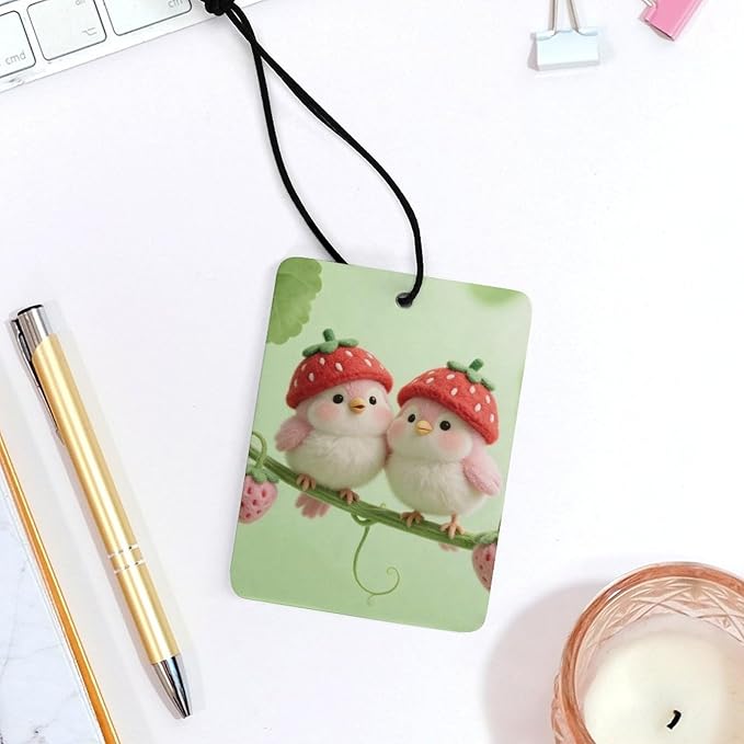 5PCS Car Air Freshener Hanging Personalized Double Sided Strawberry Bunnies Car Fresheners Long Lasting New Cars Scents Cute Automotive Freshies for Closets Drawers (tea)