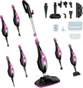 Simple Deluxe 10-in-1 Steam Mop 1550W Detachable Handheld Steam Cleaner with 16FT Cord &amp 2 Pads Multi-Surface Floor Steamer for Hardwood Tile Carpet Windows Pink