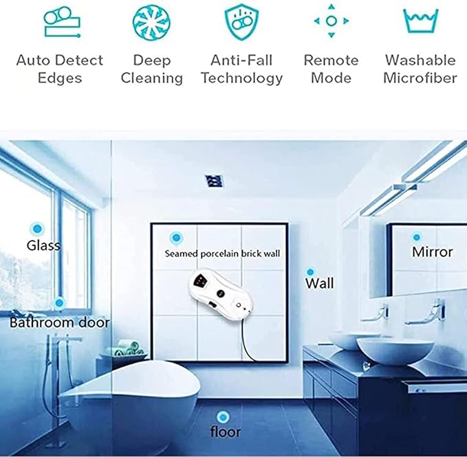 Smart Window Cleaner with Automatic Water Spray AI Navigation Safety Protection Brushless Motor for High-Efficiency Cleaning