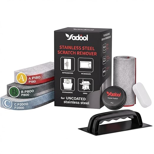 Stainless Steel Scratch Remover Kit for Stove Scratch Repair &amp Polish Only for Non-Coated Cooktops &amp Ranges Reduces Scratches Heat Marks &amp Scuffs