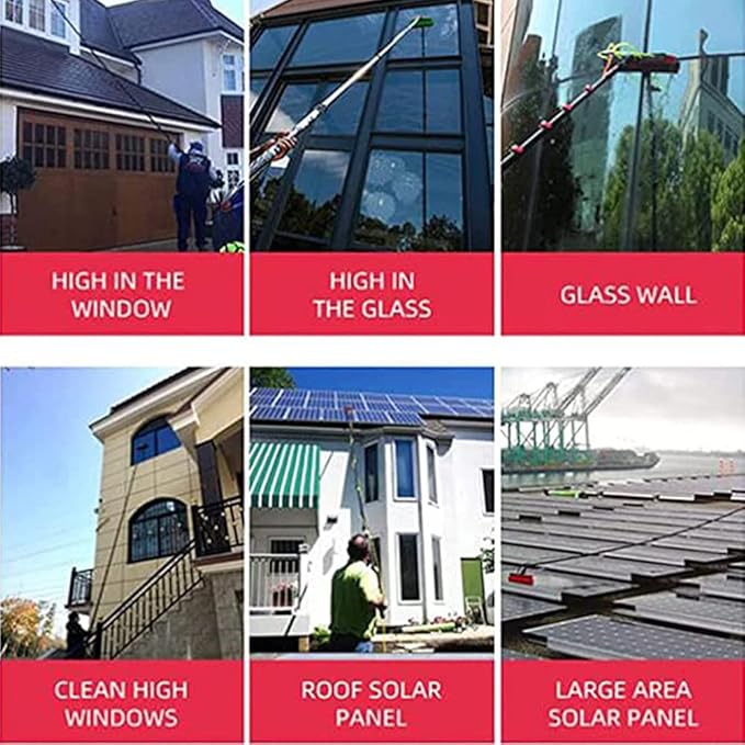 20FT Telescopic Window Cleaning Brush Kit Solar Panel Cleaning Brush with Water Fed Pole Glass Washer Tool for Efficient Photovoltaic Panel Care