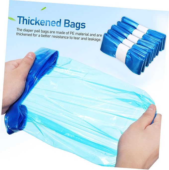 5 Rolls Blue Pe Diaper Trash Bags 260mm X 7m Leak-resistant Disposable Garbage Bags for Diaper Pail Refills and Home Trash Containers