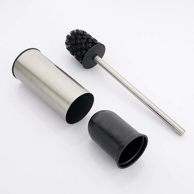 BGL Toilet Brush Holder Brushed Nickel Stainless Steel 304 Brushed Nickel Round Freestanding Toilet Bowl Brush and Holder for Bathroom