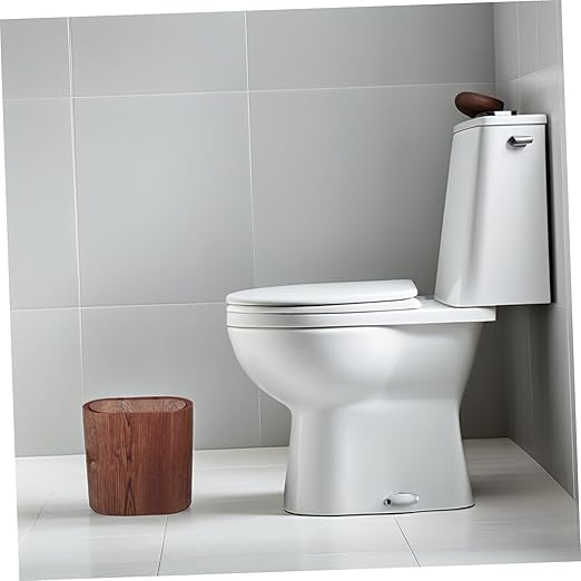 Narrow Bathroom Trash Can with Lid Wood Grain Wastebasket for Kitchen Bedroom Office Odor-Resistant PP Garbage Bin for Small Spaces and Easy to Clean