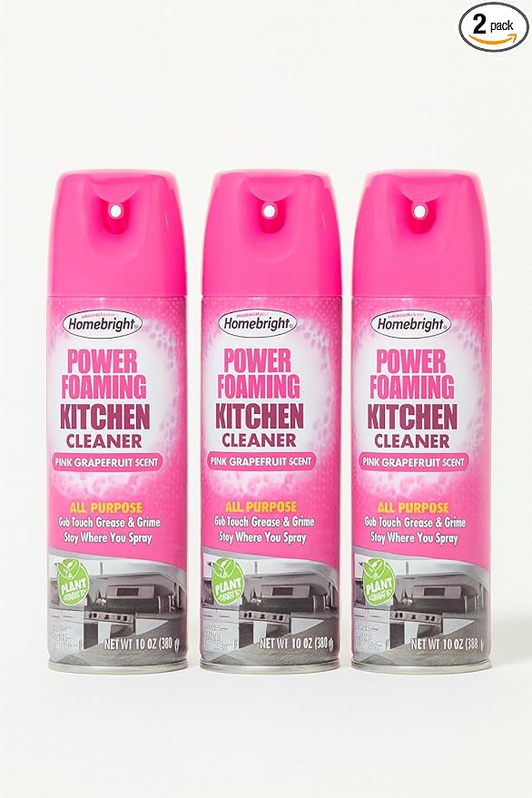 3-pack Homebright Power Foaming Kitchen Cleaner Pink Grapefruit Scent All-Purpose Grease and Grime Remover Plant-Based 10 oz
