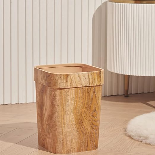 Cabilock Office Decor Decor Decor Decor Trash Can Wood Grain/Marble Pattern Garbage Container Bin Decoration Bin Plastic Toilet Paper Bucket for Bathrooms Kitchen Bedroom Office